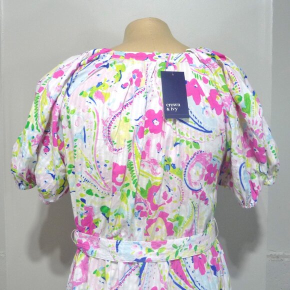 FLORAL PAISLEY DRESS SIZE 1X POCKETS CROWN AND IVY - Picture 9 of 15